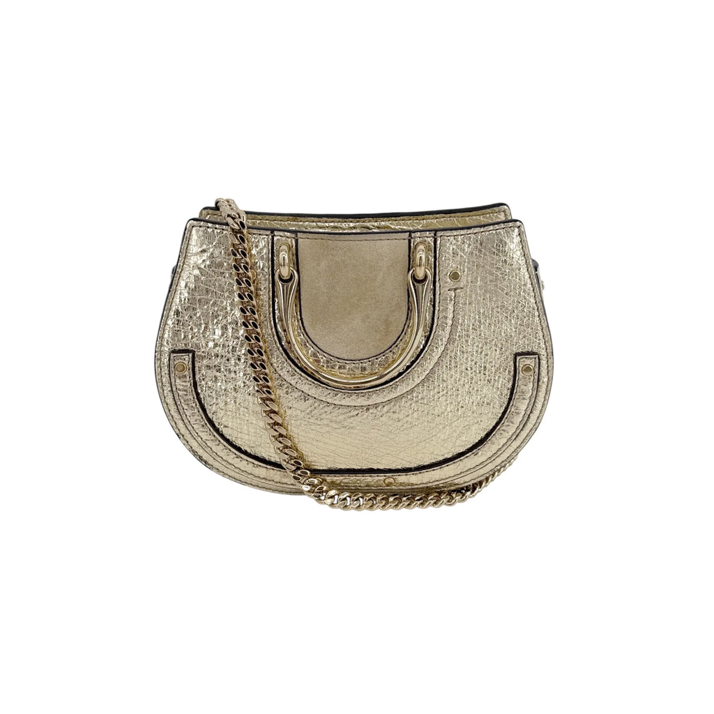 CHLOE Pixie Mini Convertible Belt Bag Metallic Gold - flyKAMP