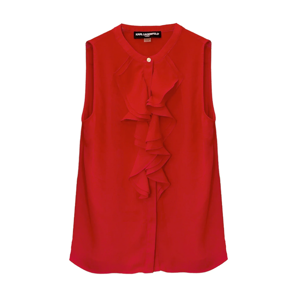 KARL LAGERFELD Paris Sakeri Ruffle Detail Blouse S - flyKAMP