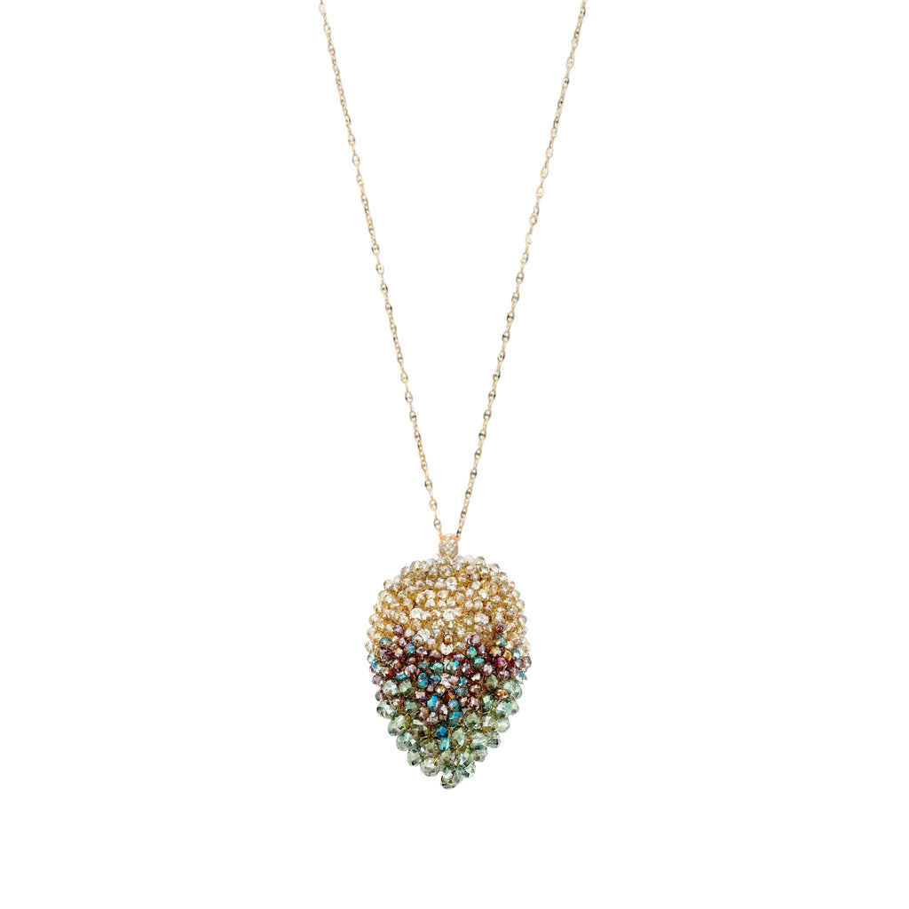 THEIA Jewelry Long Leaf Drop Pendant Necklace in Gold Green - flyKAMP