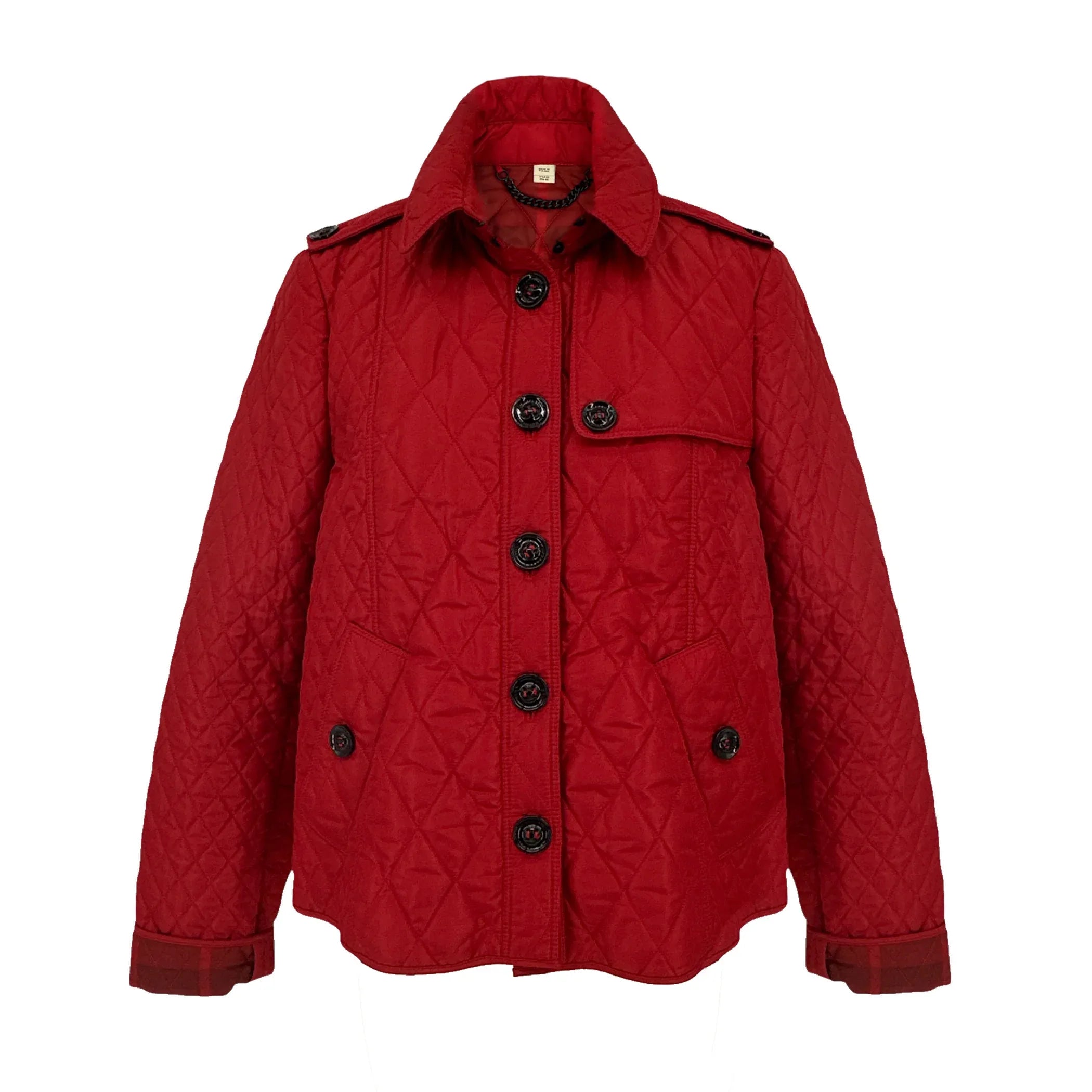 BURBERRY London Cropped Diamond Quilted Jacket in Red US10 | M - flyKAMP
