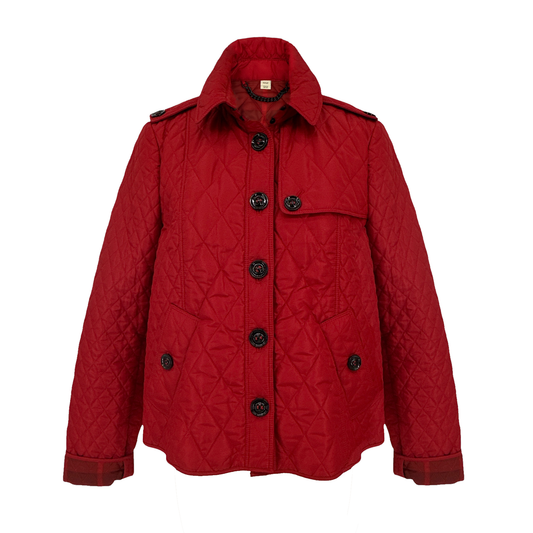 BURBERRY London Cropped Diamond Quilted Jacket in Red US10 | M