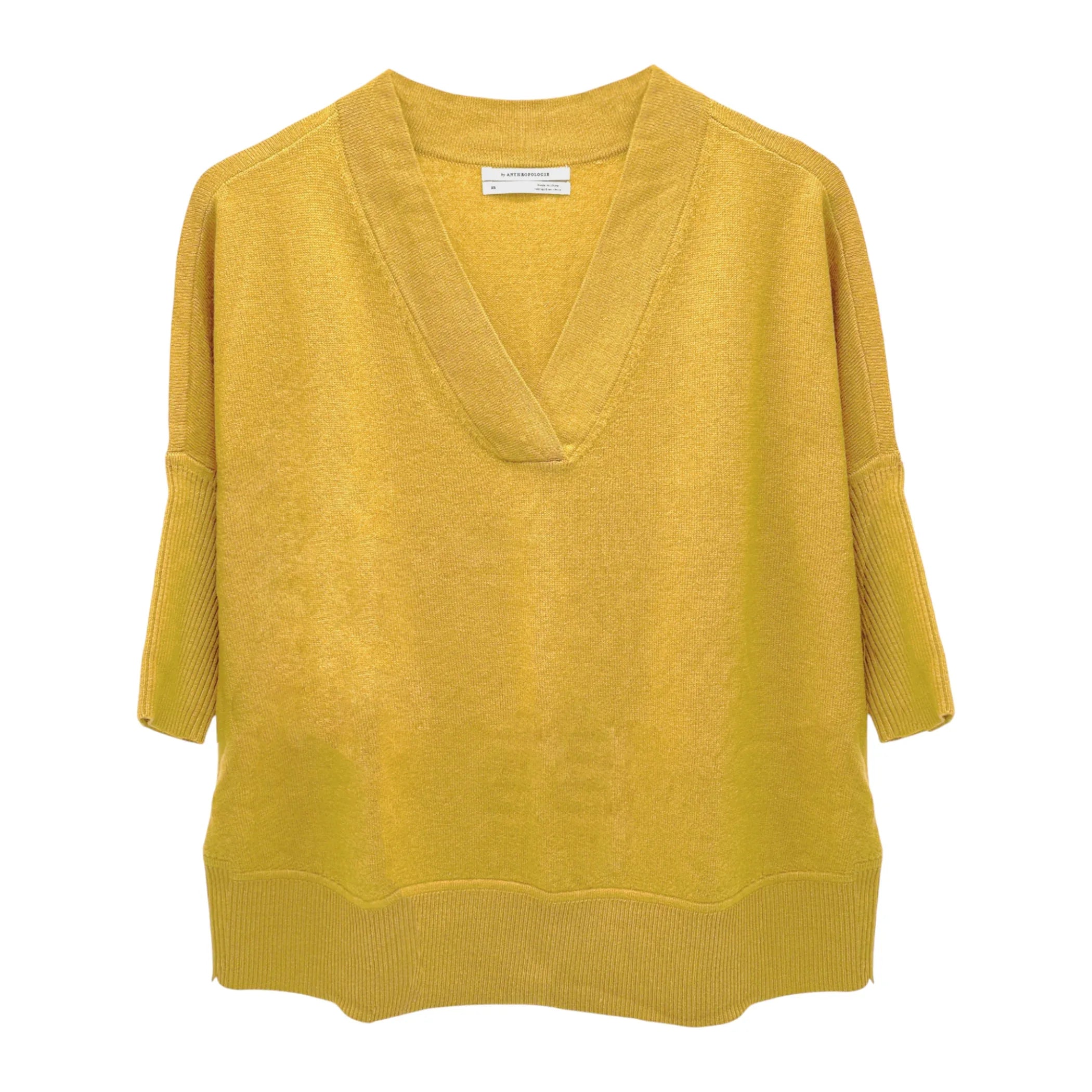 ANTHROPOLOGIE Araminta Pullover Sweater in Mustard Yellow XS - flyKAMP
