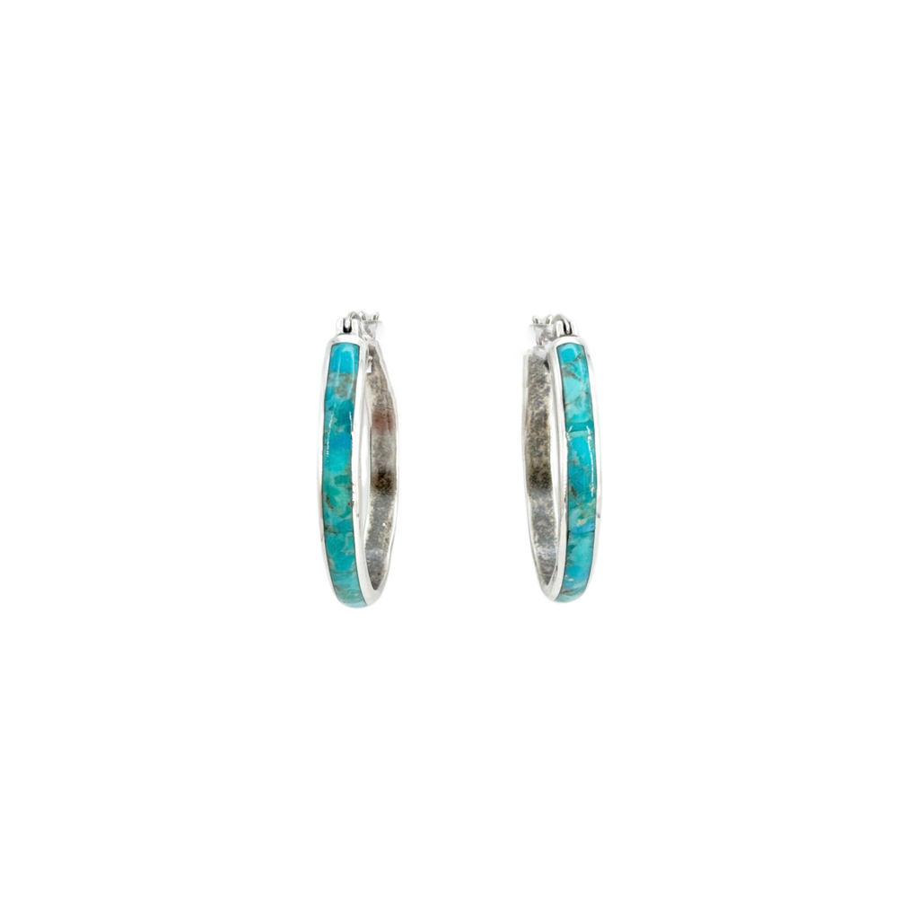 SILPADA Beginner's Luck Silver Compressed Turquoise Hoop Earrings