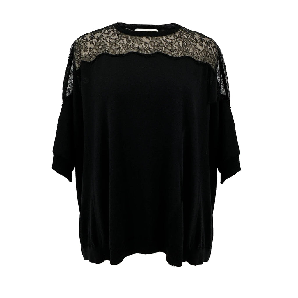 VALENTINO GARAVANI Lace Panel Detail Sweater S - flyKAMP