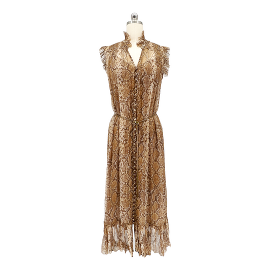 ZIMMERMANN Snake Print Midi Dress 0
