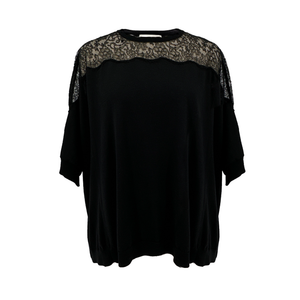 VALENTINO GARAVANI Lace Panel Detail Sweater in Black S