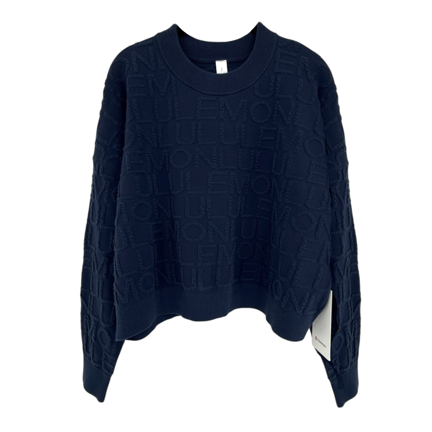 LULULEMON Cotton Blend Jacquard Crewneck Sweater in Club Blue S