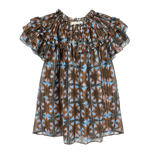 ULLA JOHNSON Marta Ruffle Blouse In Twilight Prism 2
