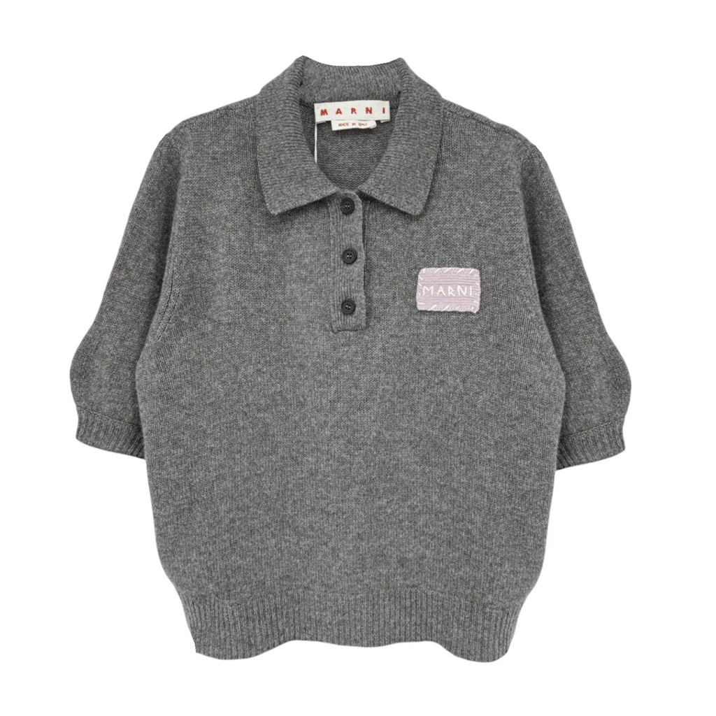MARNI Cashmere Polo Jumper with Marni Patch in Graphite IT46|US10 - flyKAMP