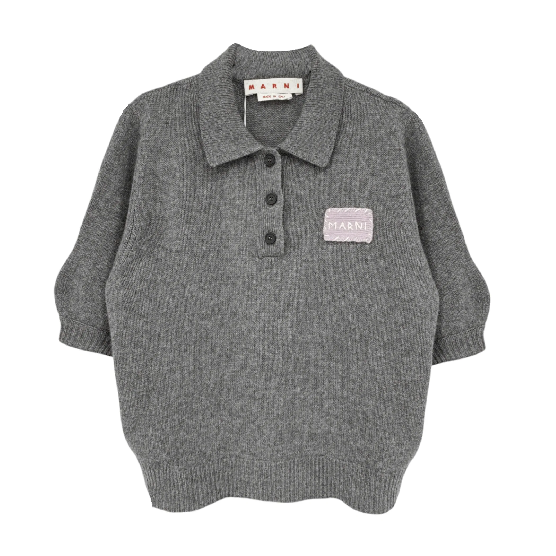 MARNI Cashmere Polo Jumper with Marni Patch in Graphite IT46|US10 - flyKAMP