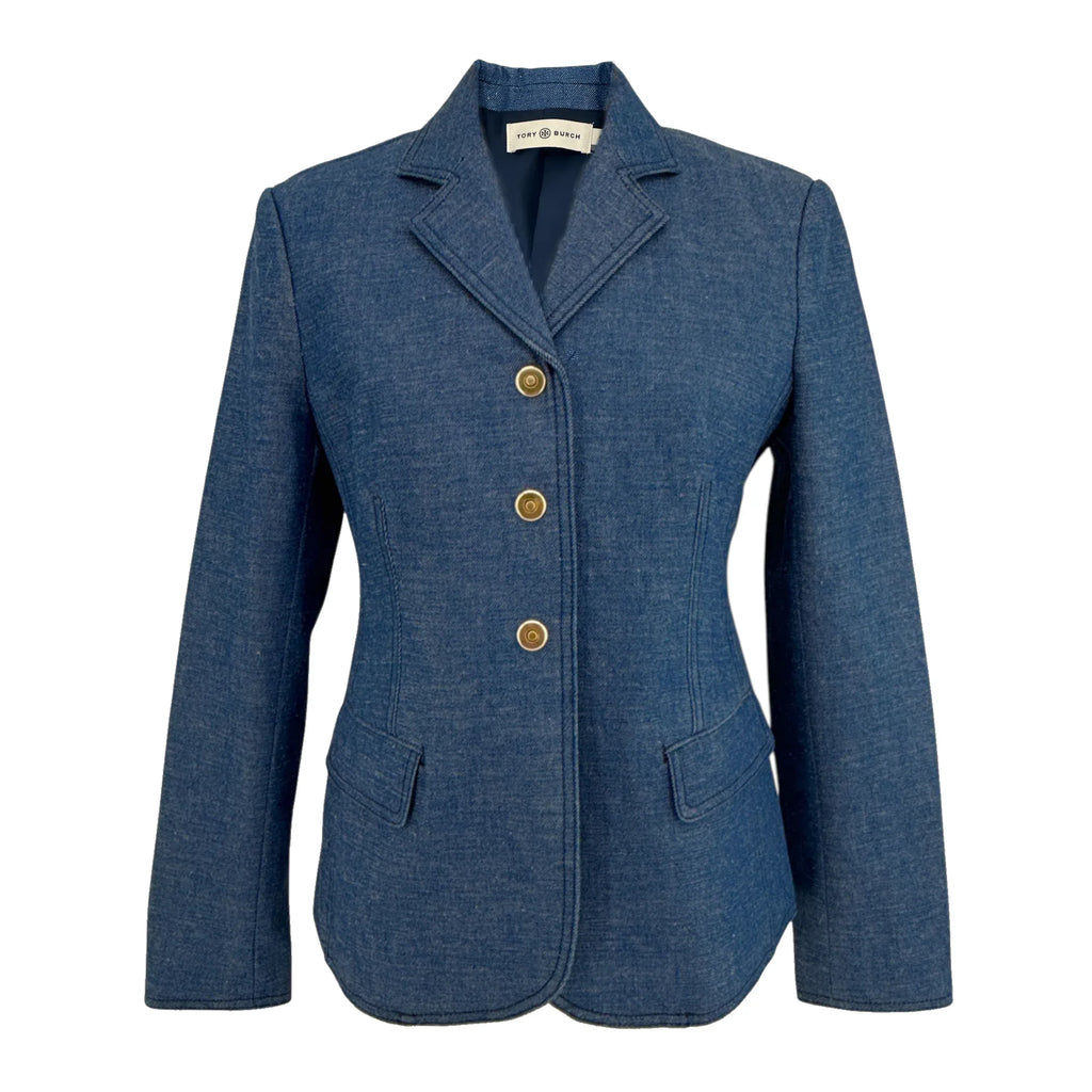 TORY BURCH Raw Denim Blazer in Unwashed Rinse 4|S - flyKAMP