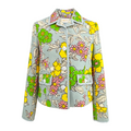 TORY BURCH Wallpaper Floral Twill Crepe Jacket in Blue Wallpaper Floral 2 - flyKAMP