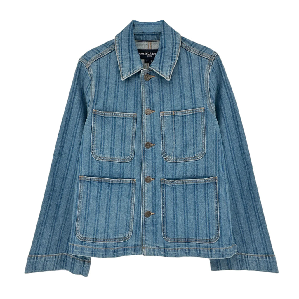 VERONICA BEARD Dahl Striped Denim Jacket XS - flyKAMP
