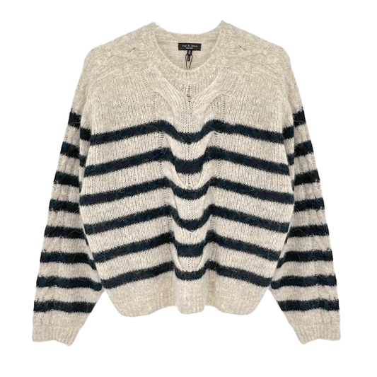 RAG & BONE Mia Striped Wool Alpaca Cable Sweater M