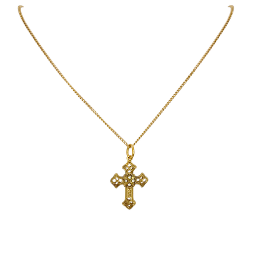 VIRGINS SAINTS & ANGELS VSA Basilica Cross Charm Necklace in Gold