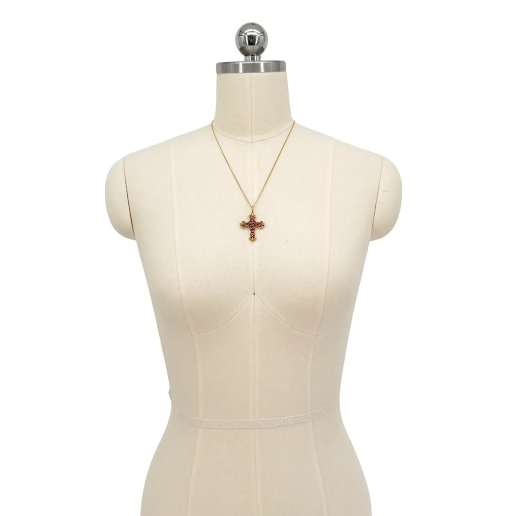 VIRGINS SAINTS & ANGELS VSA Addie Charm Necklace Gold & Pink - flyKAMP