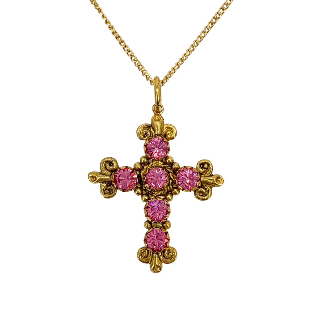 VIRGINS SAINTS & ANGELS VSA Addie Charm Necklace Gold & Pink - flyKAMP