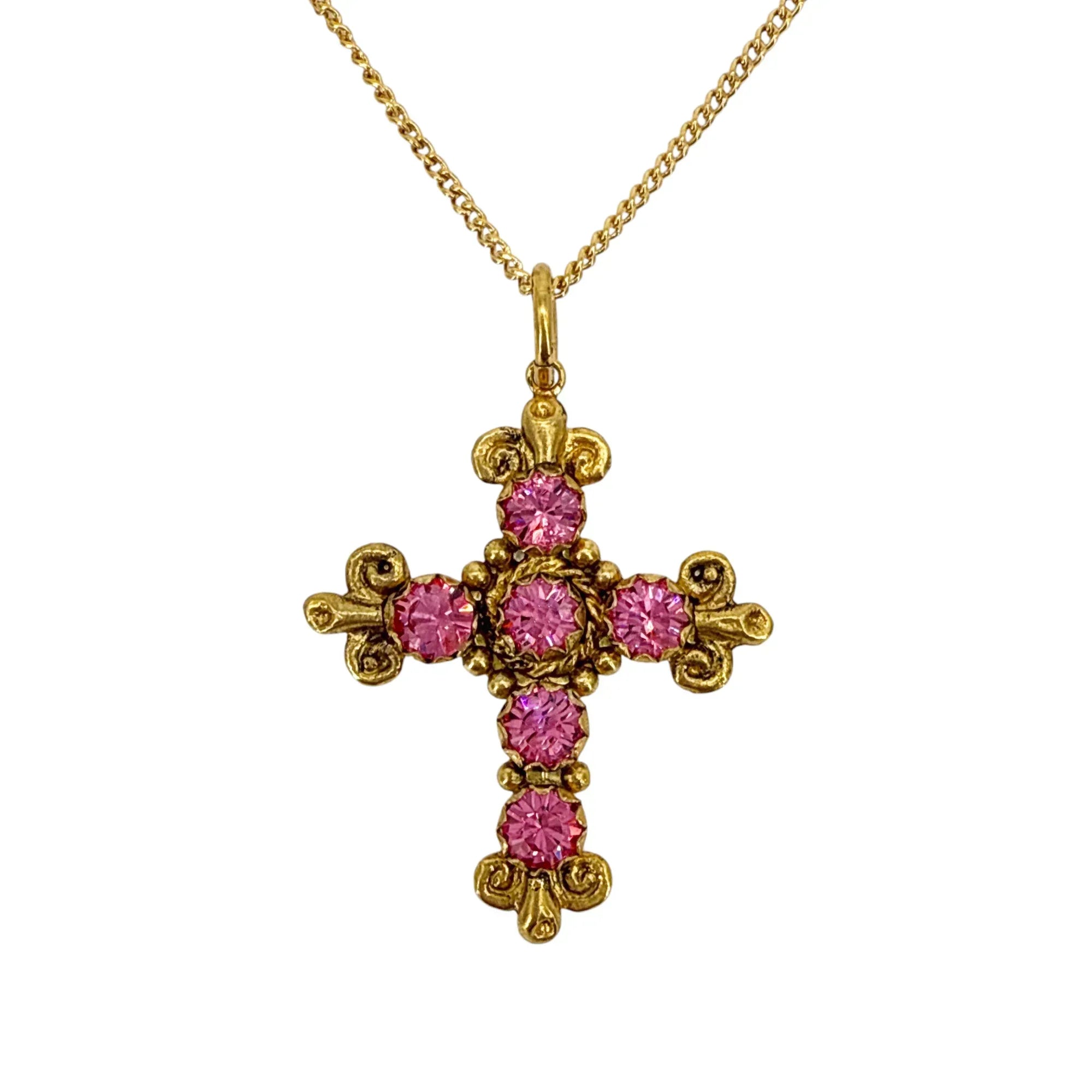 VIRGINS SAINTS & ANGELS VSA Addie Charm Necklace Gold & Pink - flyKAMP