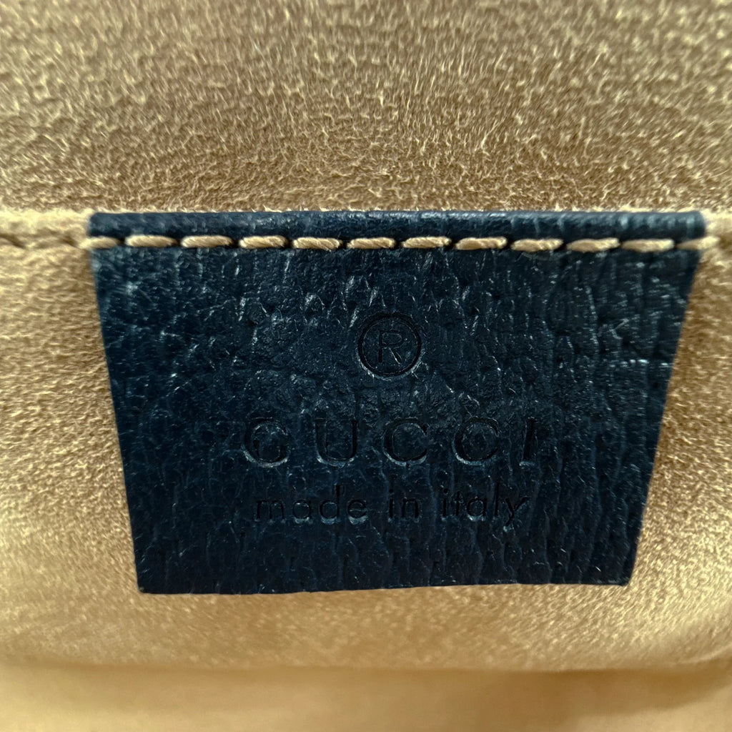GUCCI Ophidia Chain Shoulder Bag Textured Calfskin Web in Blue Agata - flyKAMP