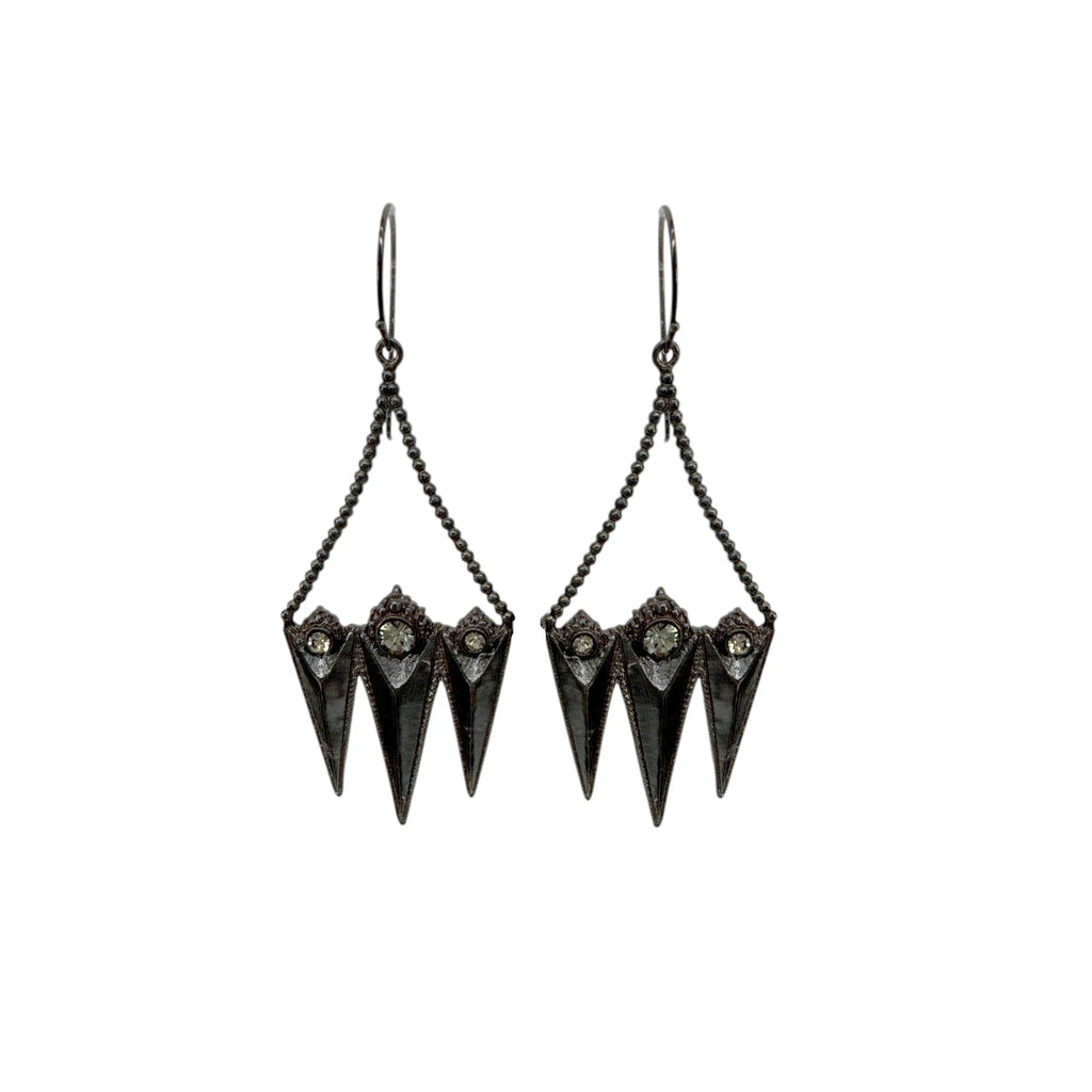 VIRGINS SAINTS & ANGELS VSA Electra Rays Hook Earrings in Gunmetal - flyKAMP