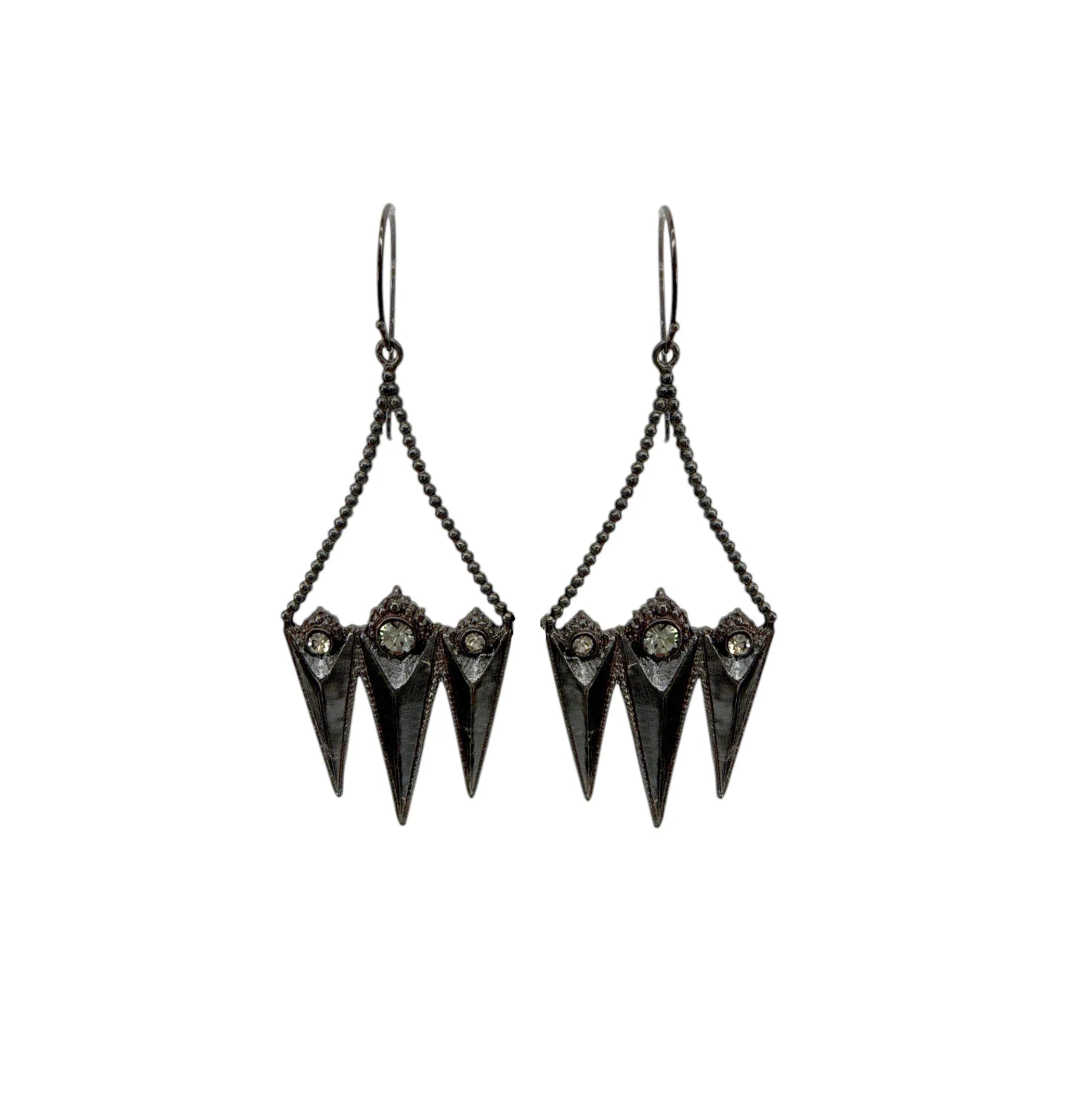 VIRGINS SAINTS & ANGELS VSA Electra Rays Hook Earrings in Gunmetal - flyKAMP