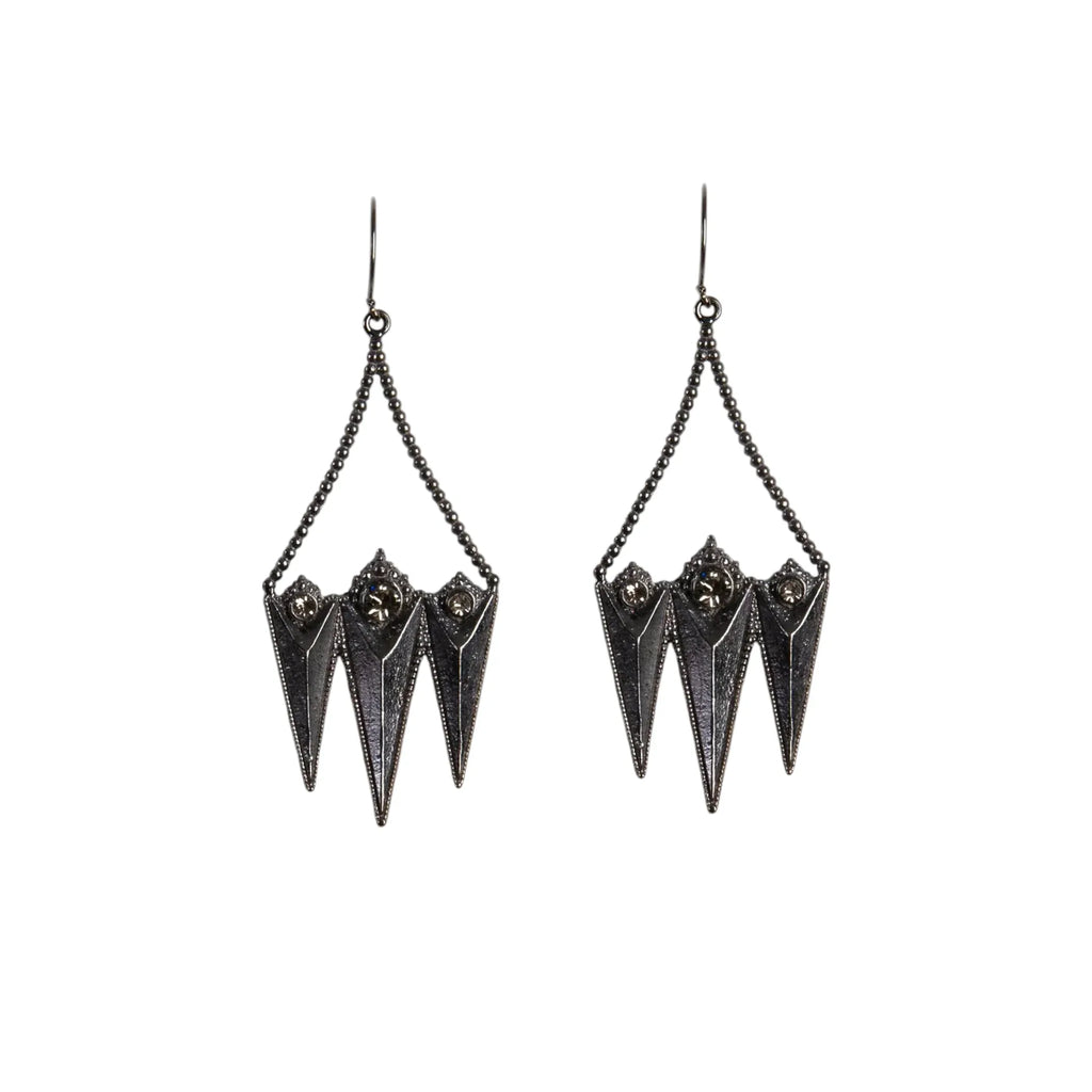 VIRGINS SAINTS & ANGELS VSA Electra Rays Hook Earrings in Gunmetal - flyKAMP