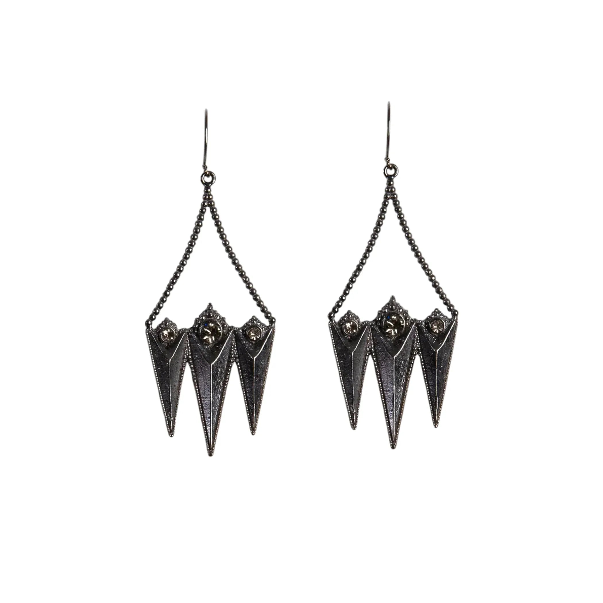 VIRGINS SAINTS & ANGELS VSA Electra Rays Hook Earrings in Gunmetal - flyKAMP