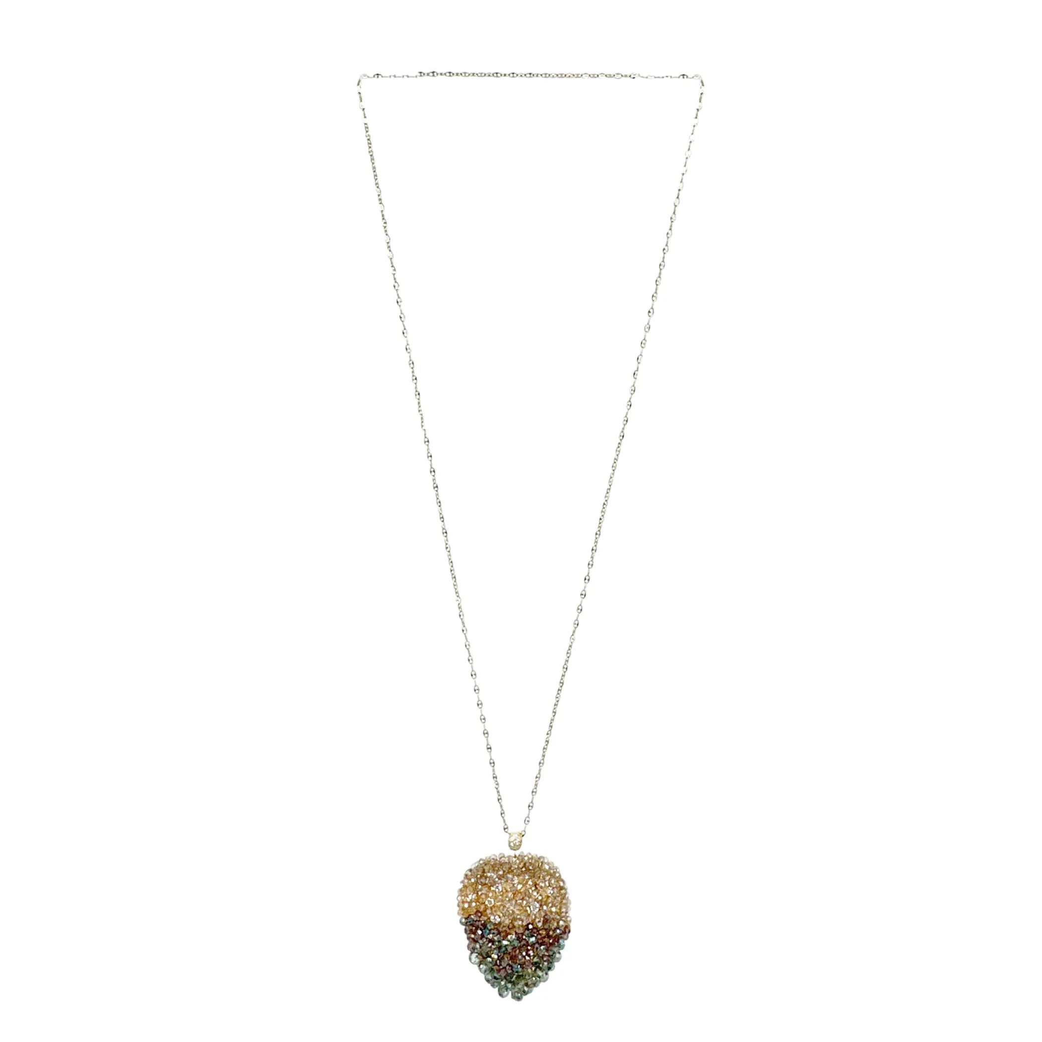THEIA Jewelry Long Leaf Drop Pendant Necklace in Gold Green - flyKAMP