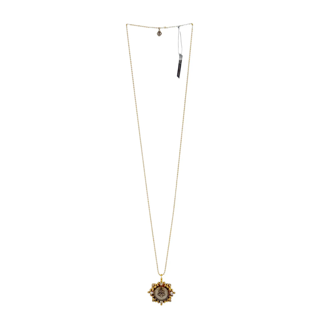 VIRGINS SAINTS &amp; ANGELS VSA Cloister Sacred Heart Charm Necklace Gold Ball Chain - flyKAMP