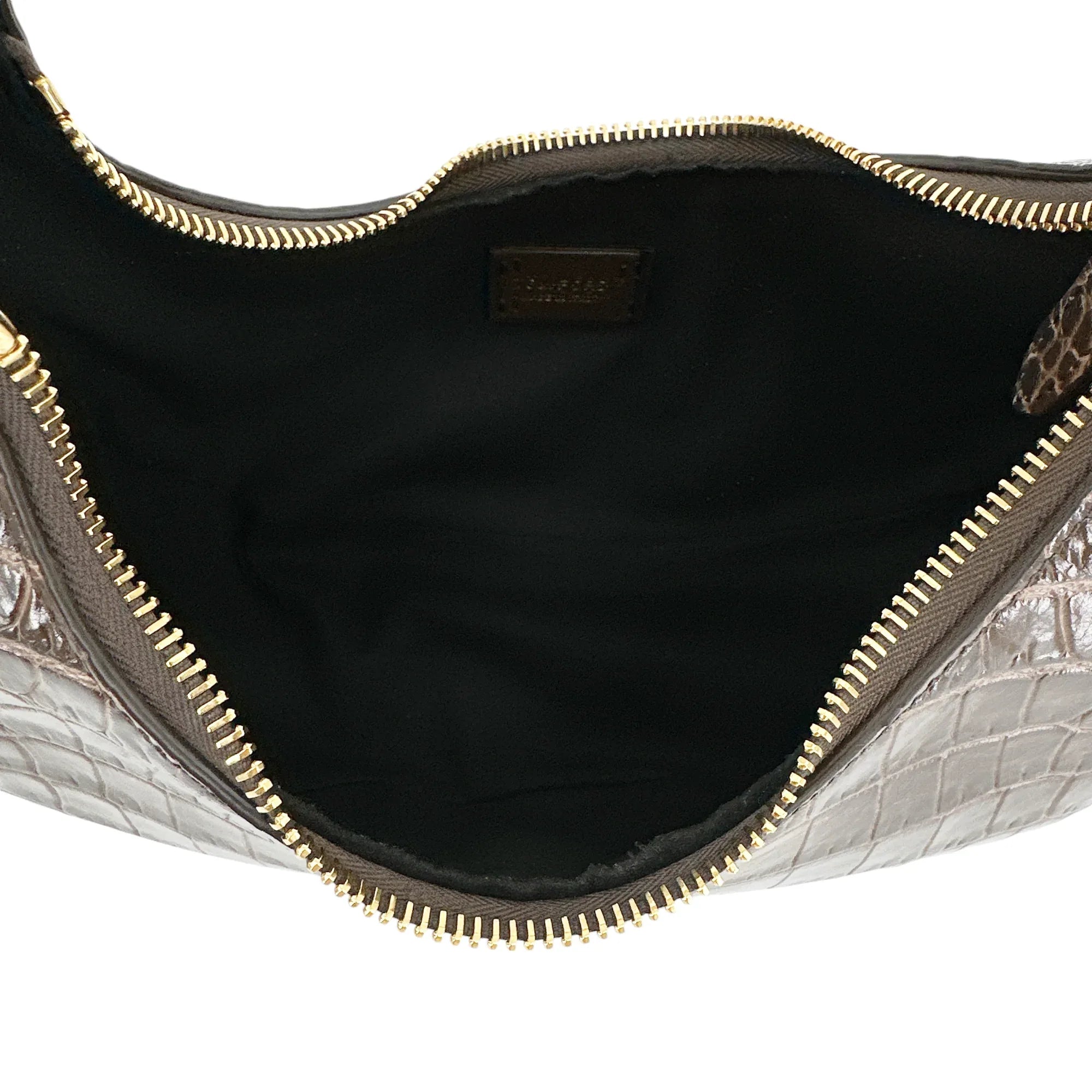 TOM FORD Calfskin Crocodile Embossed Mini Bianca Hobo Chestnut - flyKAMP