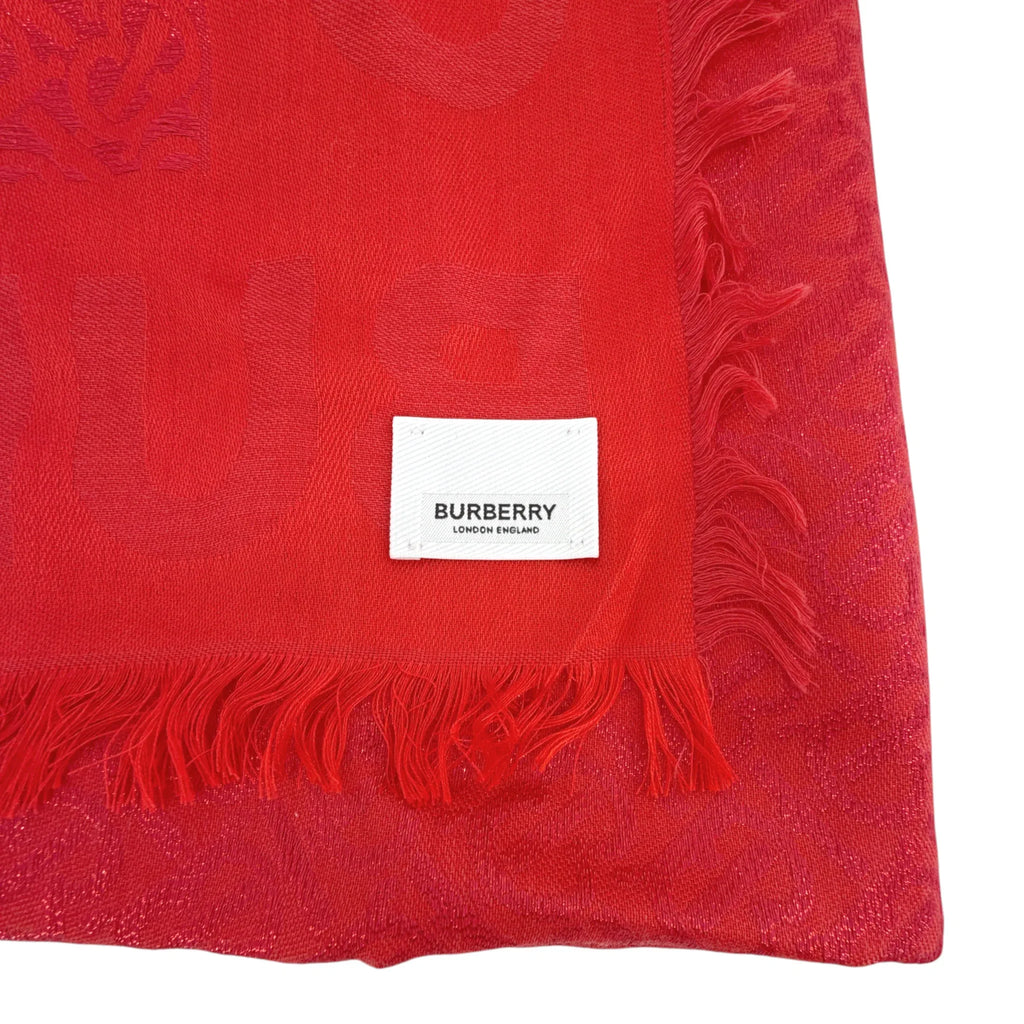 BURBERRY TB Metallic Monogram Square Silk Blend Scarf - flyKAMP