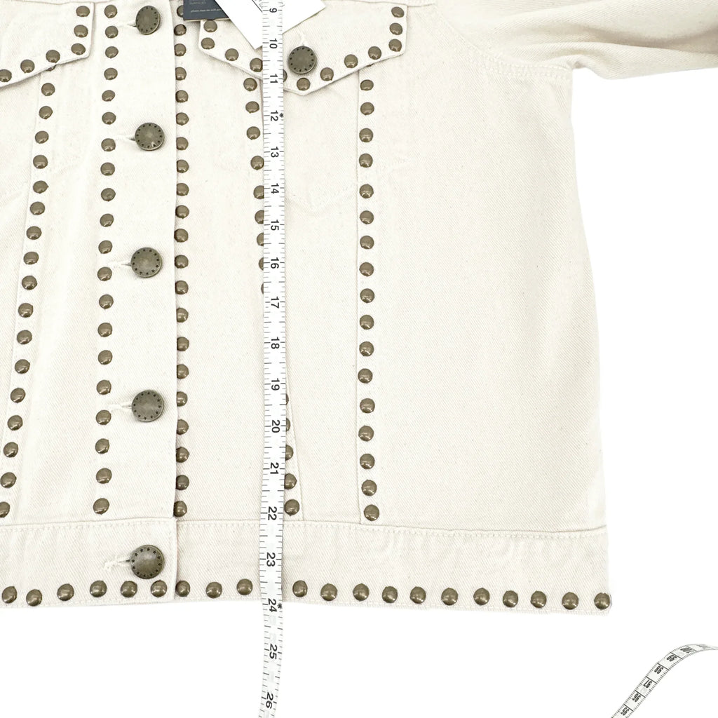THE GREAT. The Studded Slouchy Jean Jacket.in Natural 1|S - flyKAMP