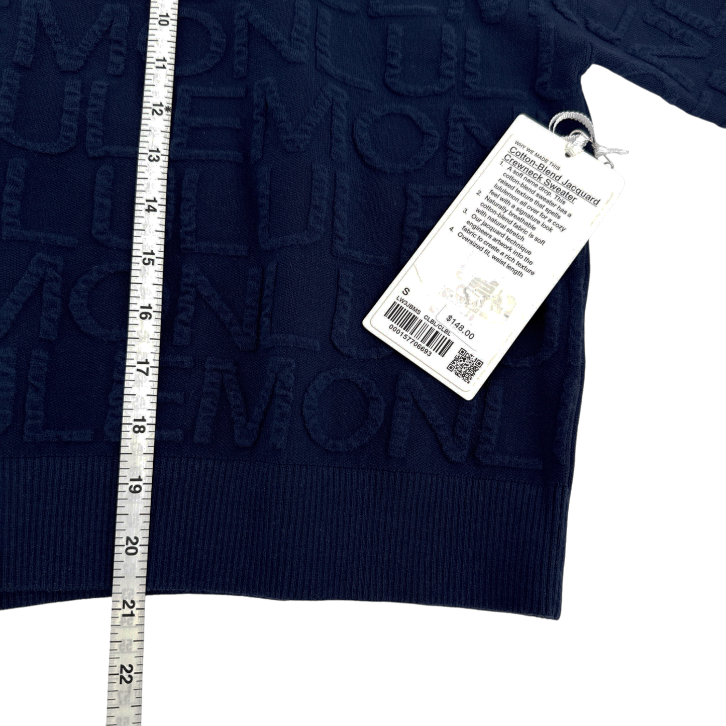 LULULEMON Cotton Blend Jacquard Crewneck Sweater in Club Blue S