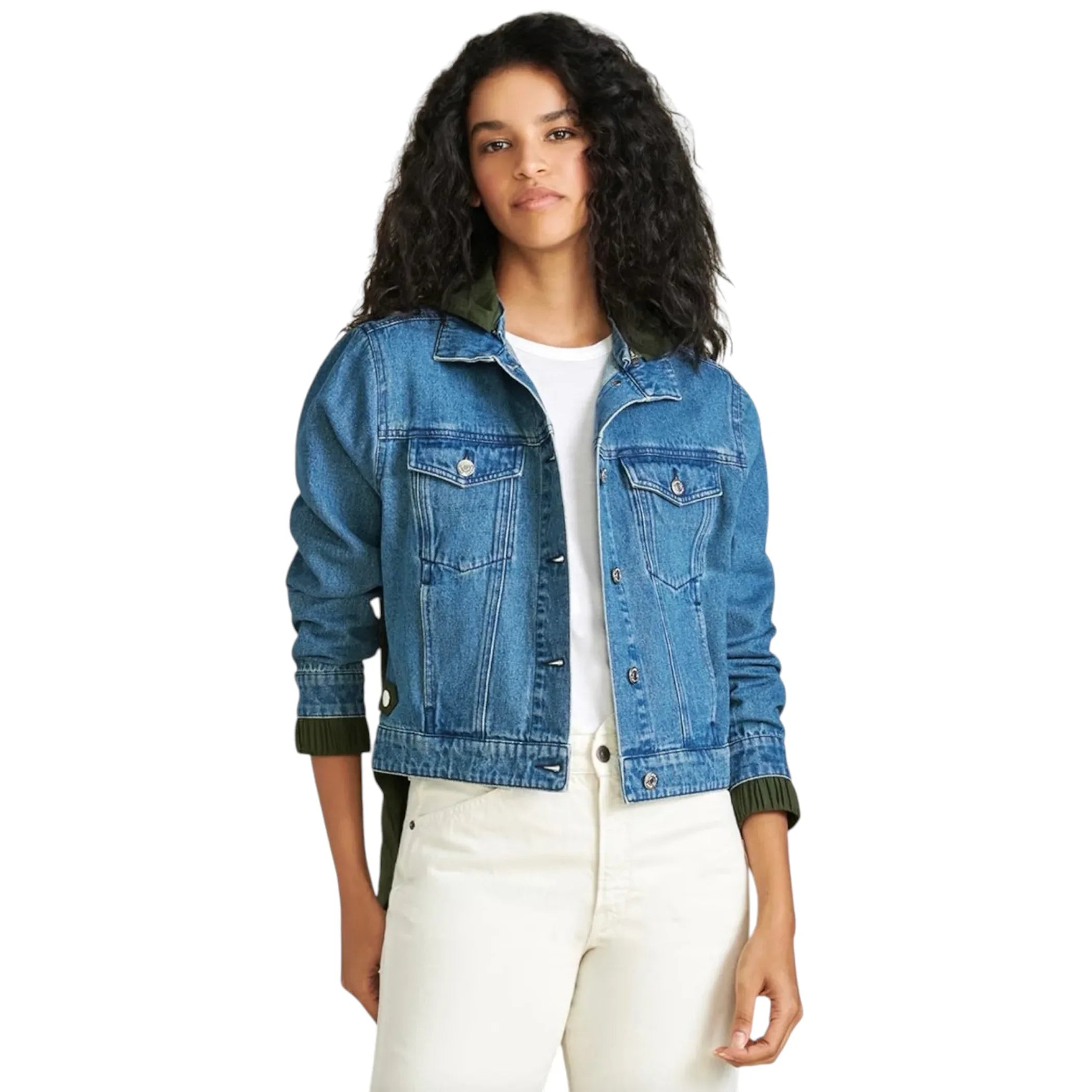 VERONICA BEARD Shani Waterfall Denim Twill Combo Jacket M - flyKAMP