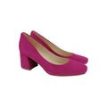 NINE WEST Vibe 9x9 Block Heel Pumps in Pink Berry Suede 6.5 - flyKAMP