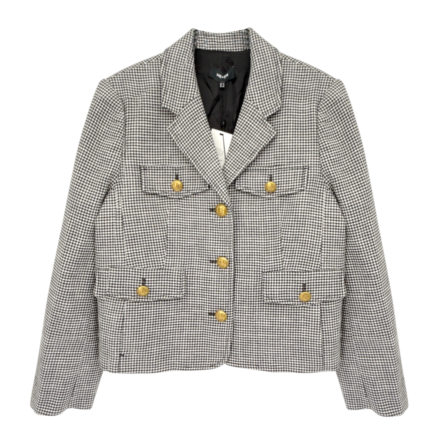 ME+EM Bracelet Sleeve Houndstooth Crop Jacket 8|M