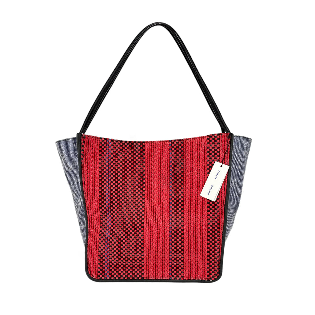 PROENZA SCHOULER XL Mixed Woven Tote Bag Red/Blue - flyKAMP