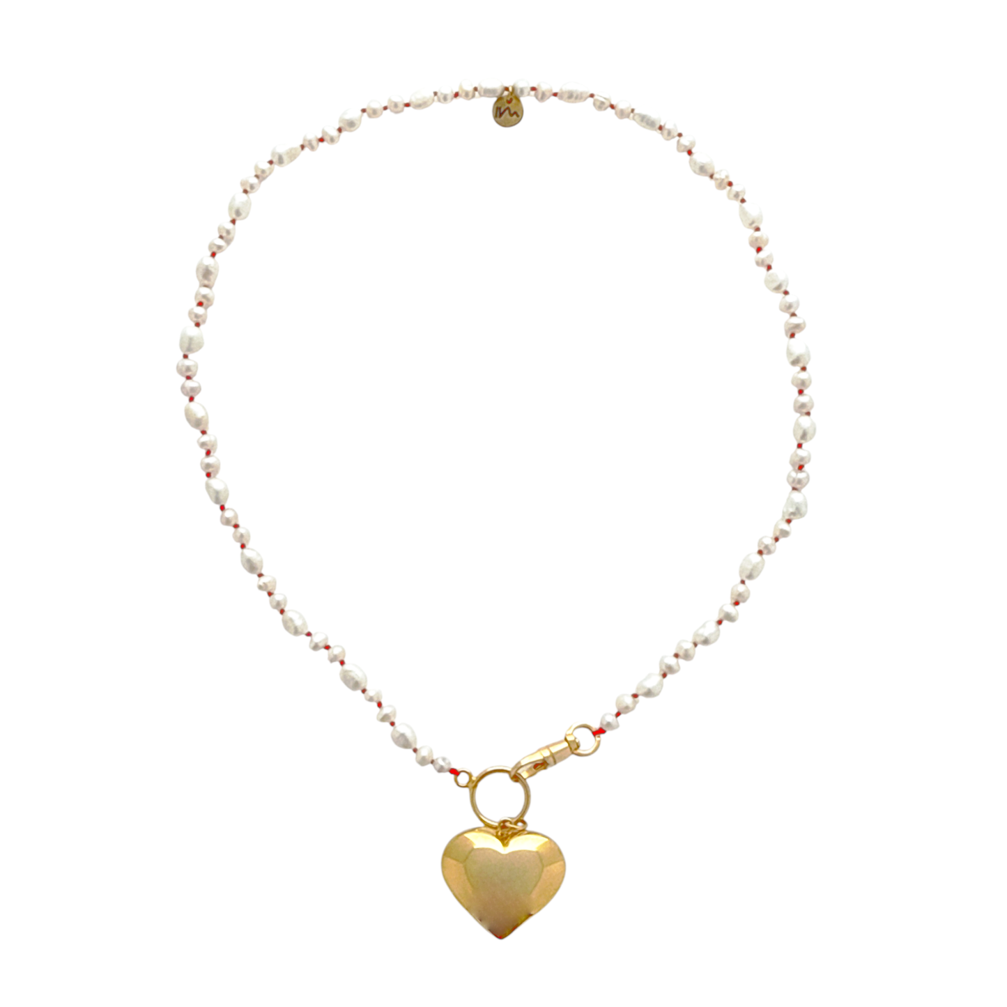 MAISON IREM Big Heart Necklace Pearl & Gold