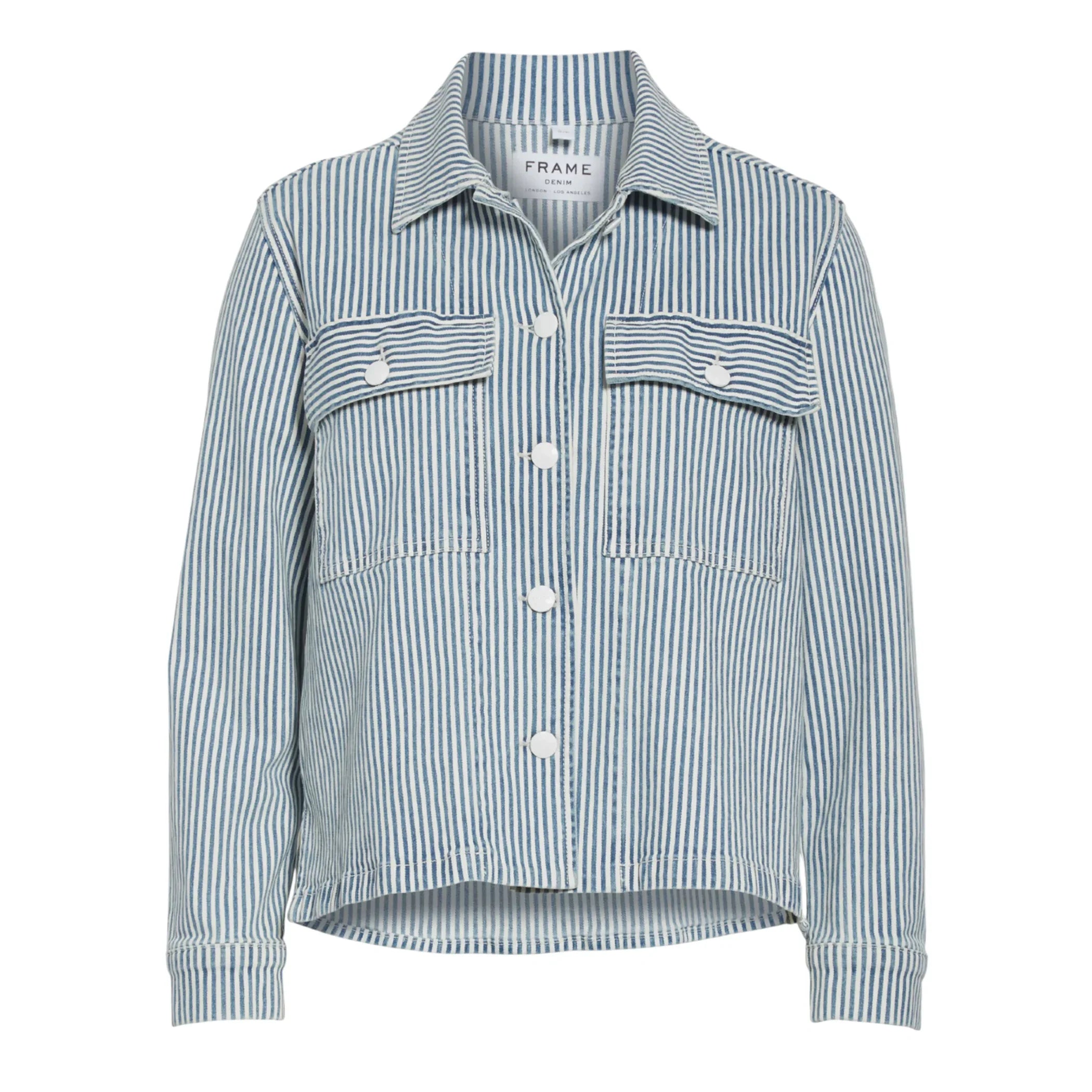 FRAME Engineer Striped Denim Shirt Jacket XS - flyKAMP
