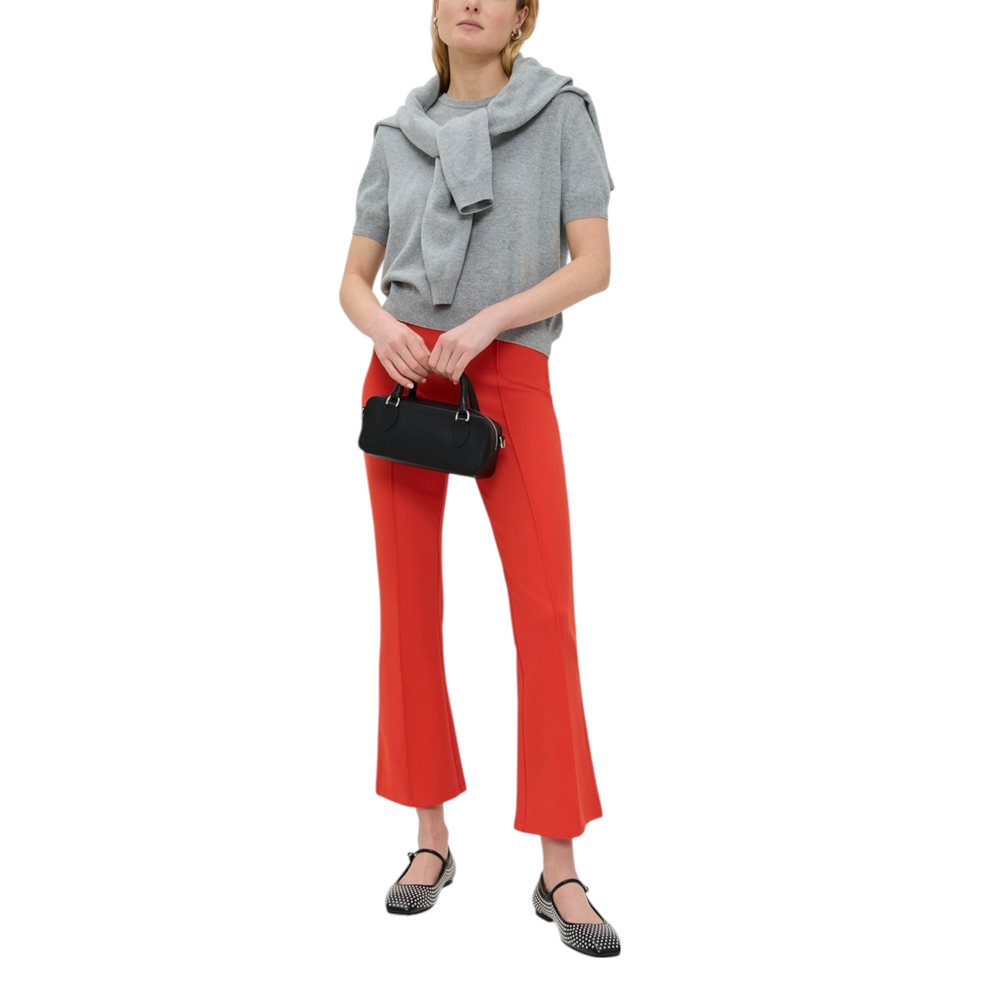 CLARE V. Le Flare Pants in Bright Poppy XS