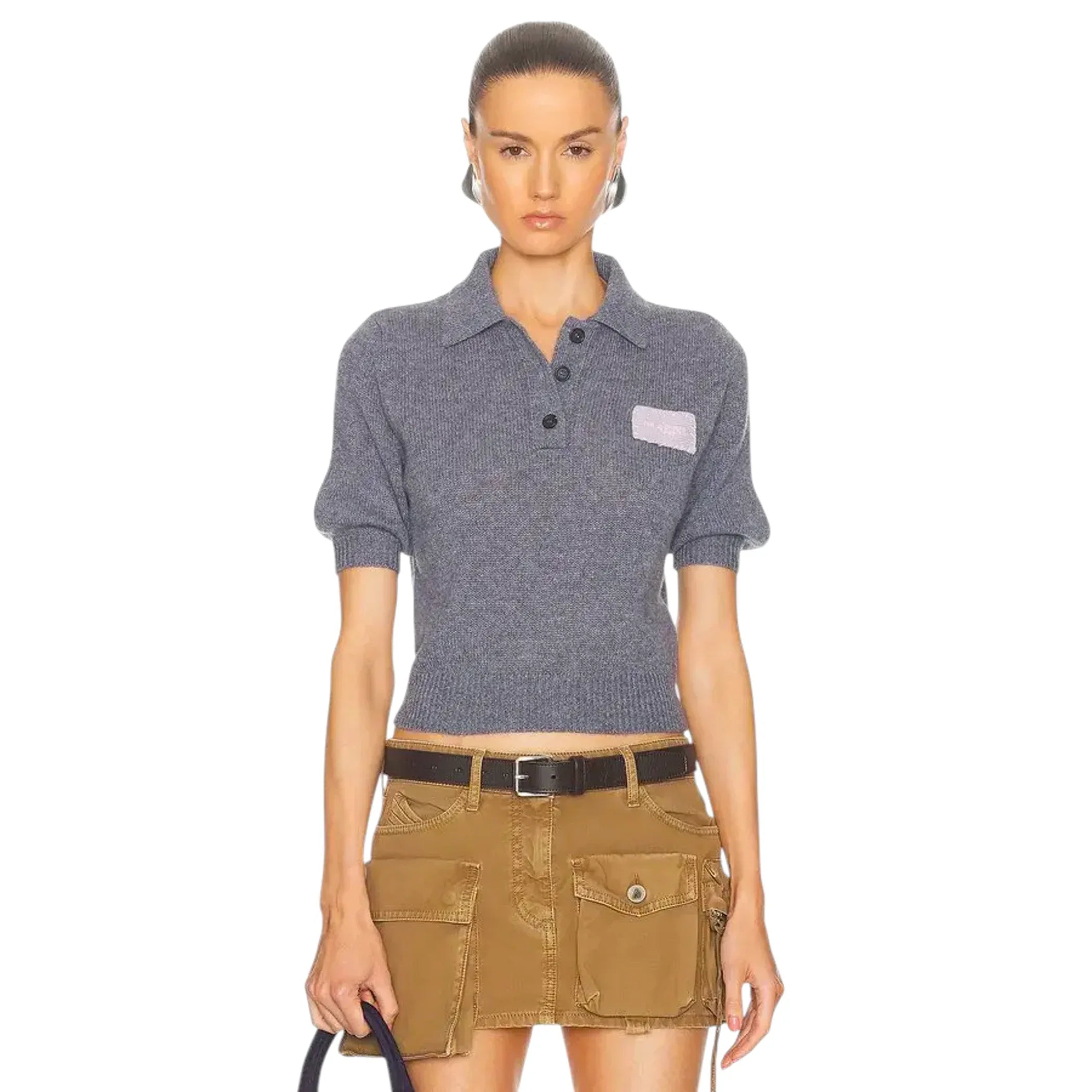 MARNI Cashmere Polo Jumper with Marni Patch in Graphite IT46|US10 - flyKAMP