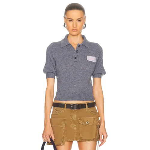 MARNI Cashmere Polo Jumper with Marni Patch in Graphite IT46|US10 - flyKAMP