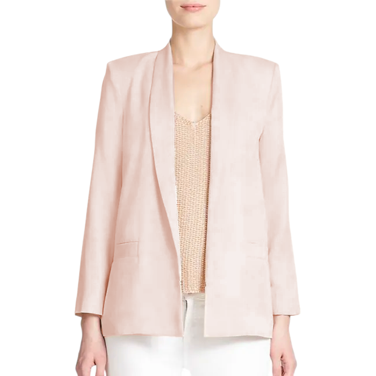 ALICE + OLIVIA Tori Shawl Lapel Blazer in Pale Blush XS