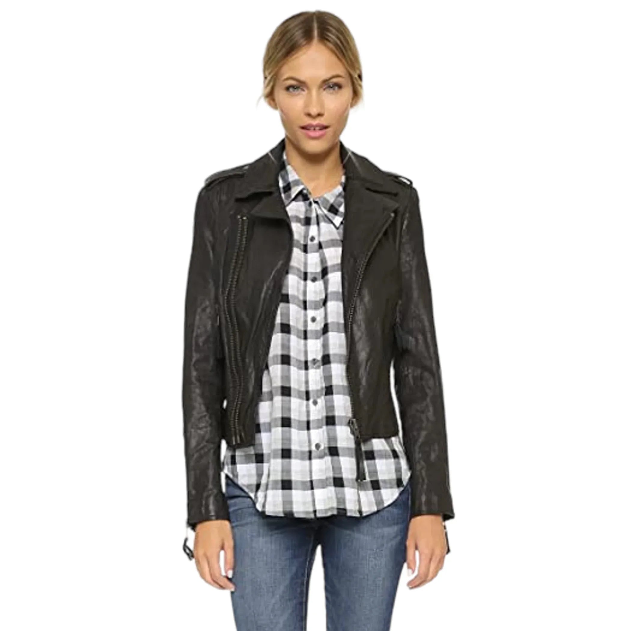 JOIE Katrine Plaid Shirt in Black & White XS - flyKAMP