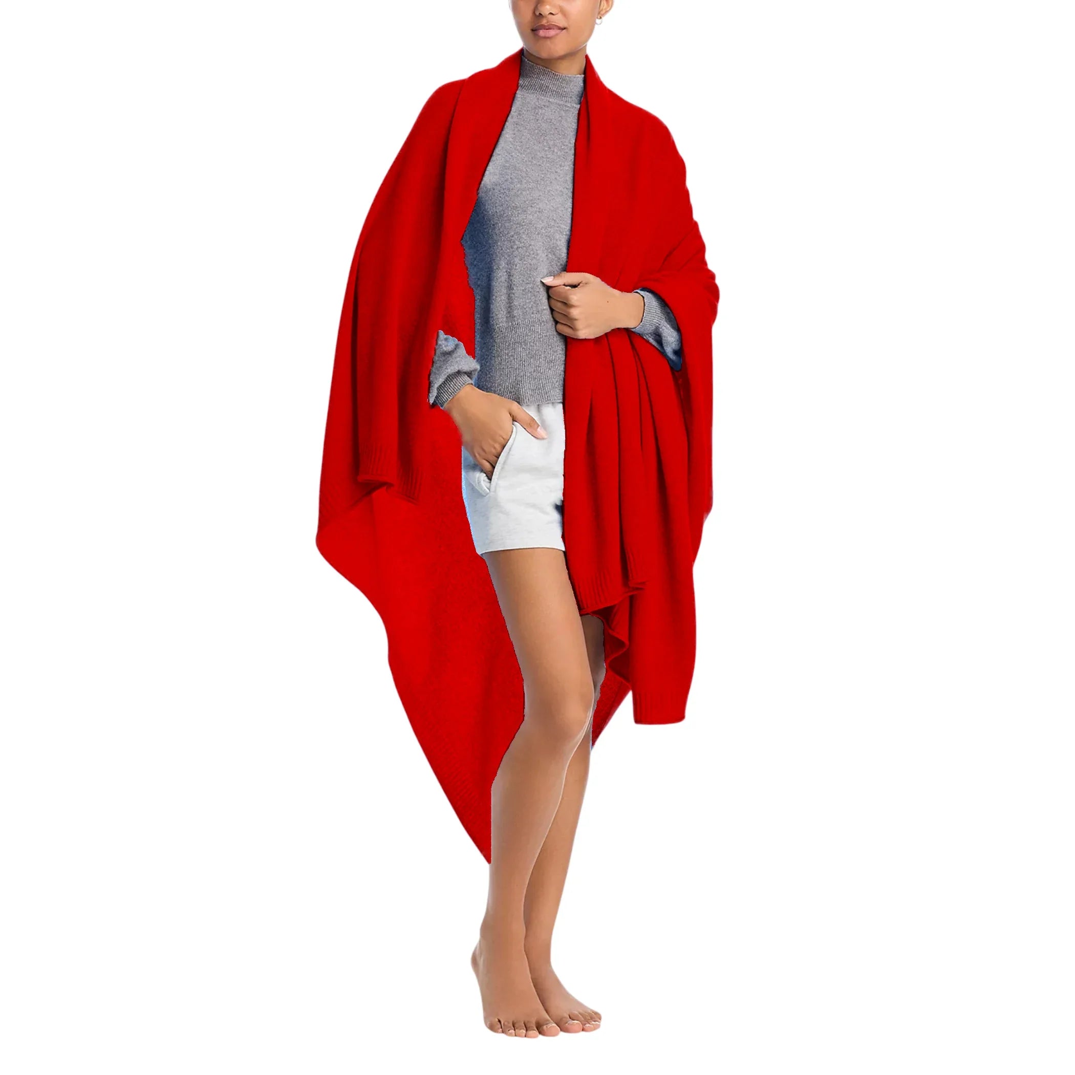 AQUA Cashmere Throw Blanket Bloomingdale's Exclusive in Big Apple Red - flyKAMP