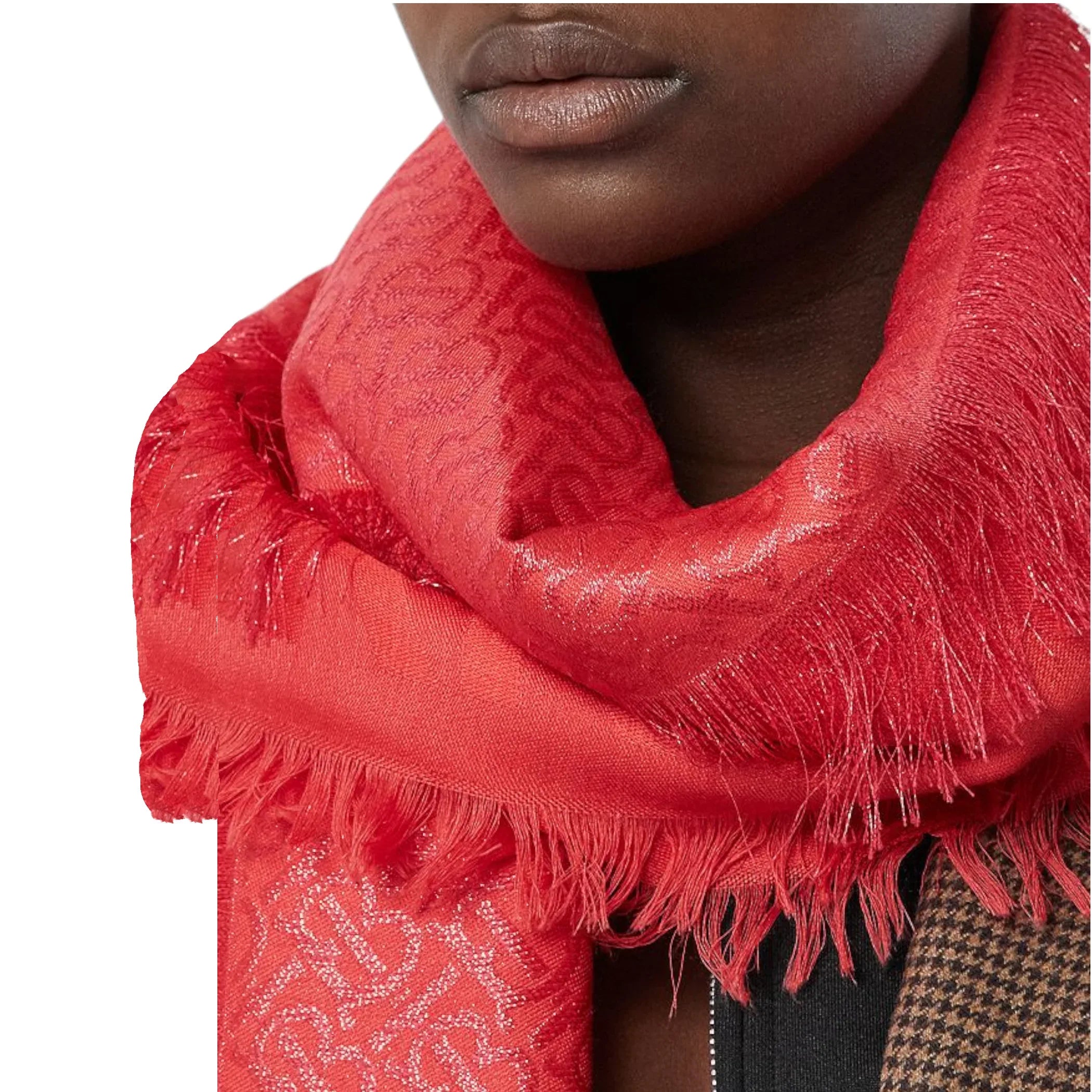 BURBERRY TB Metallic Monogram Square Silk Blend Scarf - flyKAMP