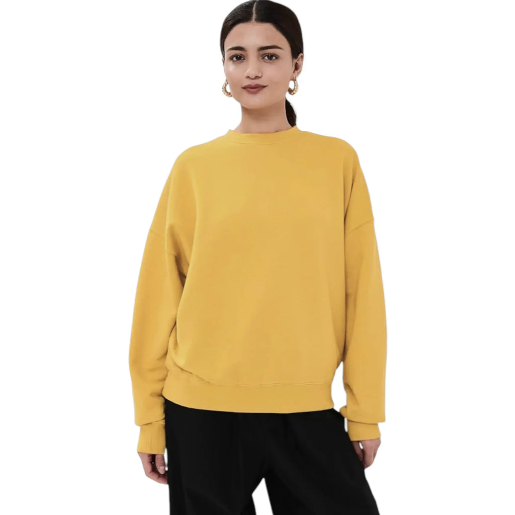 LA DOUBLEJ Off Court Sweatshirt "Raise Your Vibration Nation" in Dark Mustard S - flyKAMP