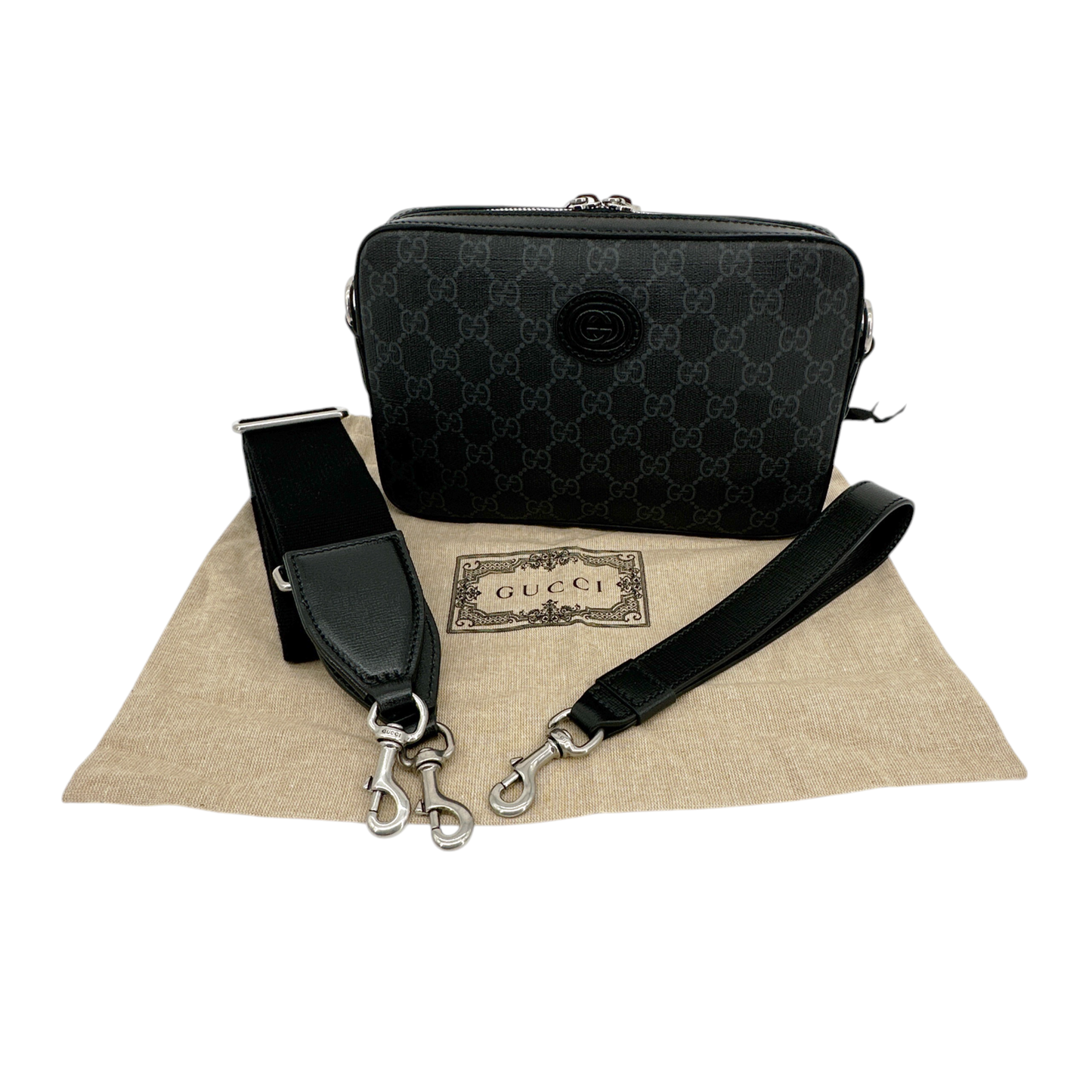 GUCCI Small Crossbody Bag with Interlocking G in Black Supreme