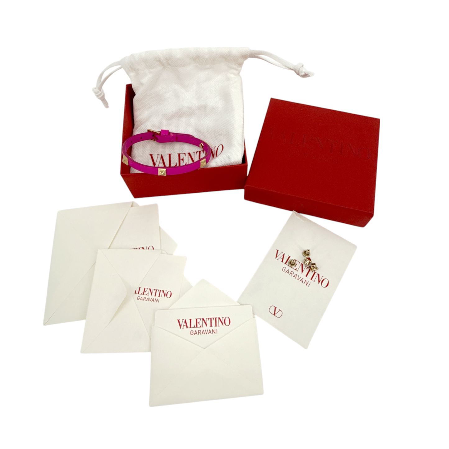 VALENTINO GARAVANI Rockstud Leather Bracelet in Pink