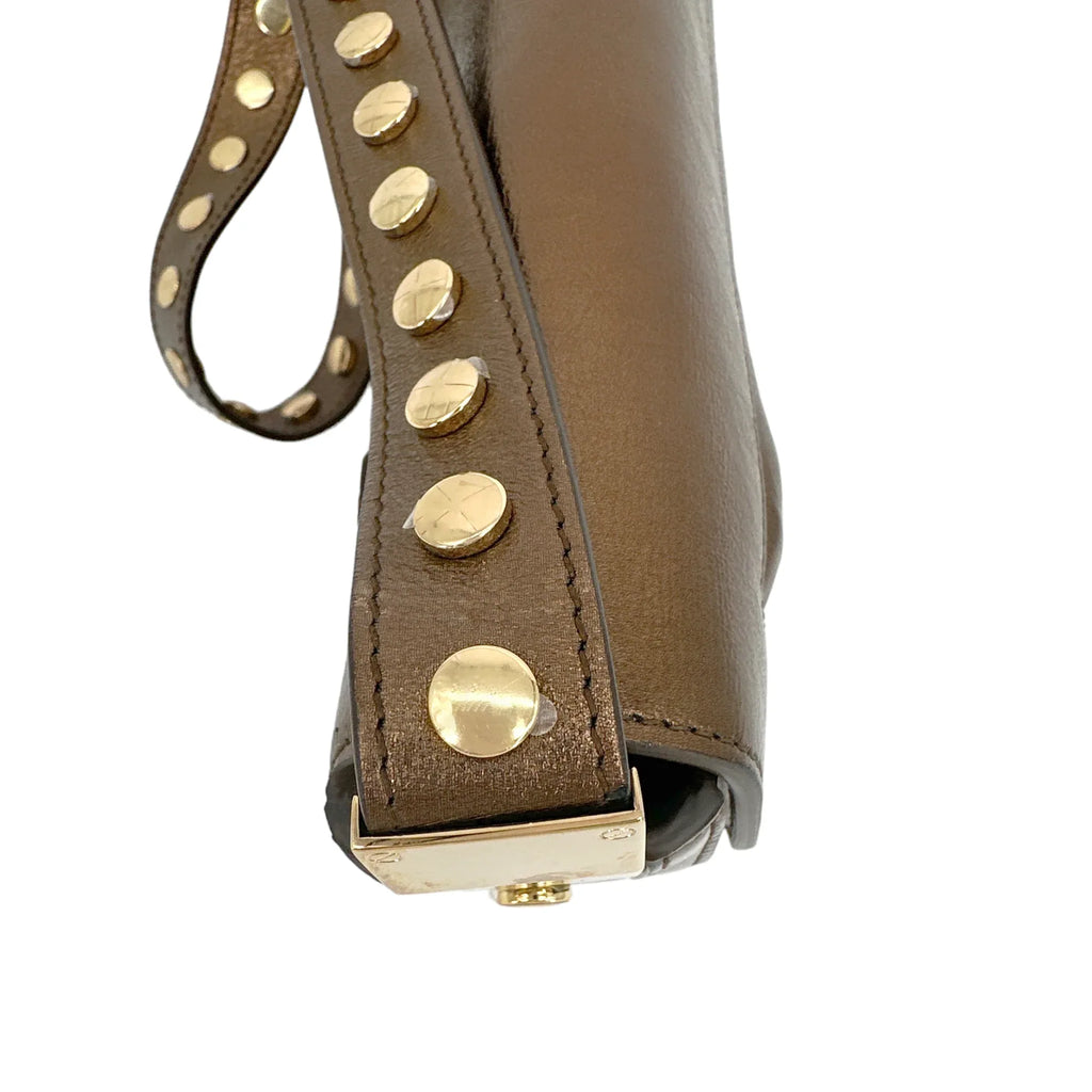 BURBERRY Small Metallic Leather Olympia Shoulder Bag in Bronze - flyKAMP